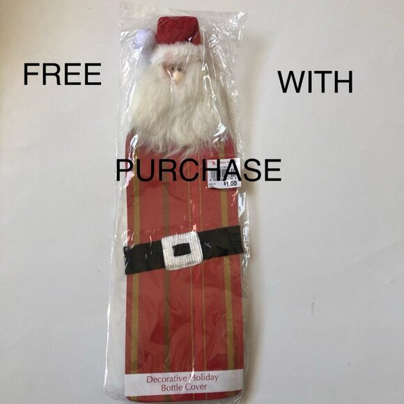 Other - Decorative Holiday Santa Face Bottle Cover FREE WITH PURCHASE